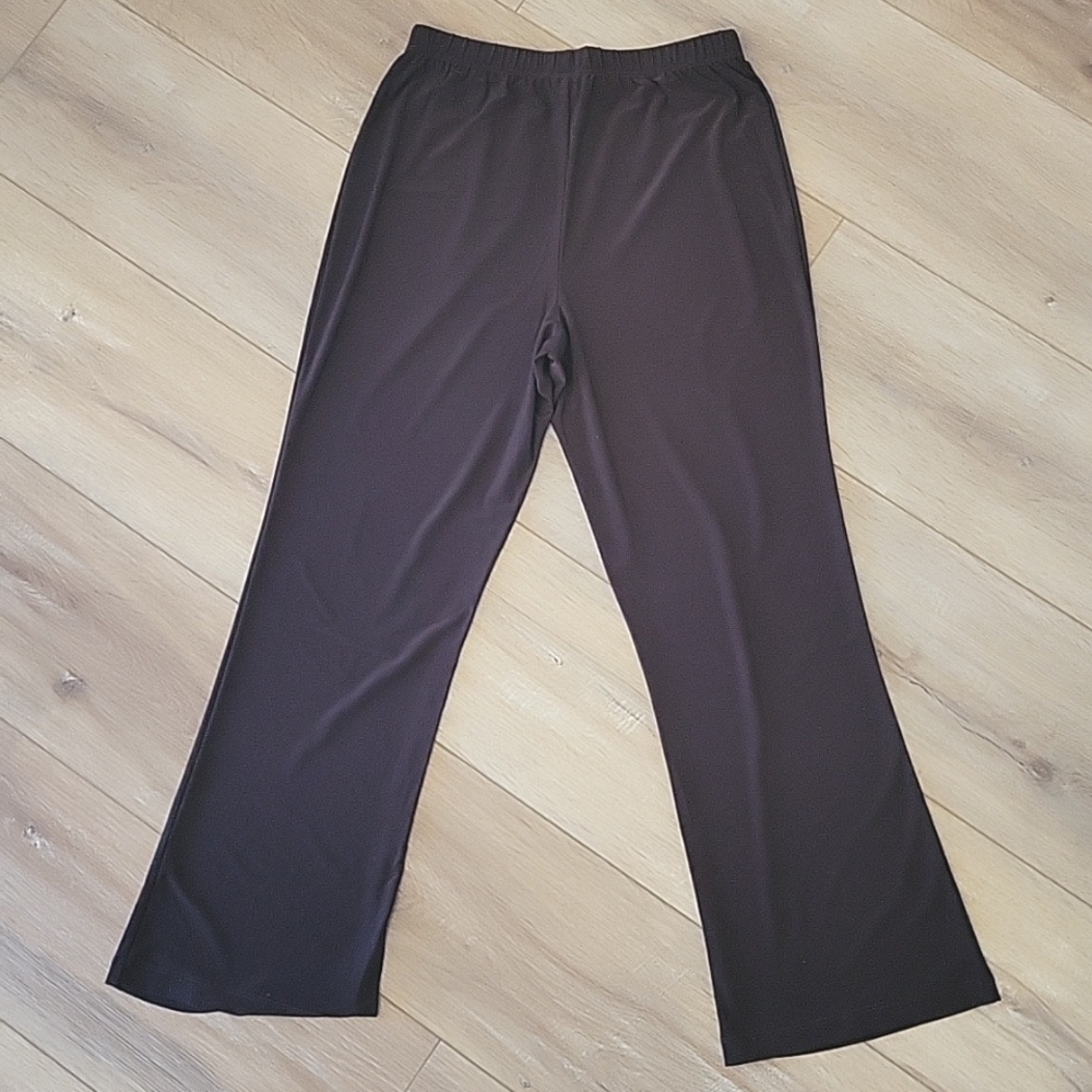 Chic Brown Bell Bottom Wide Leg Pants Dark Chocalate Brown Stretch Waiste Medium